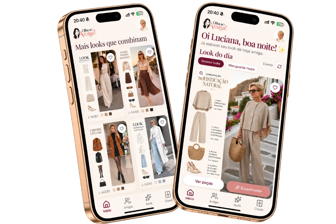 Telas do app Olha aí, Amiga!